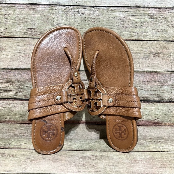 Tory Burch Brown Leather Amanda Sandals - Picture 6 of 9